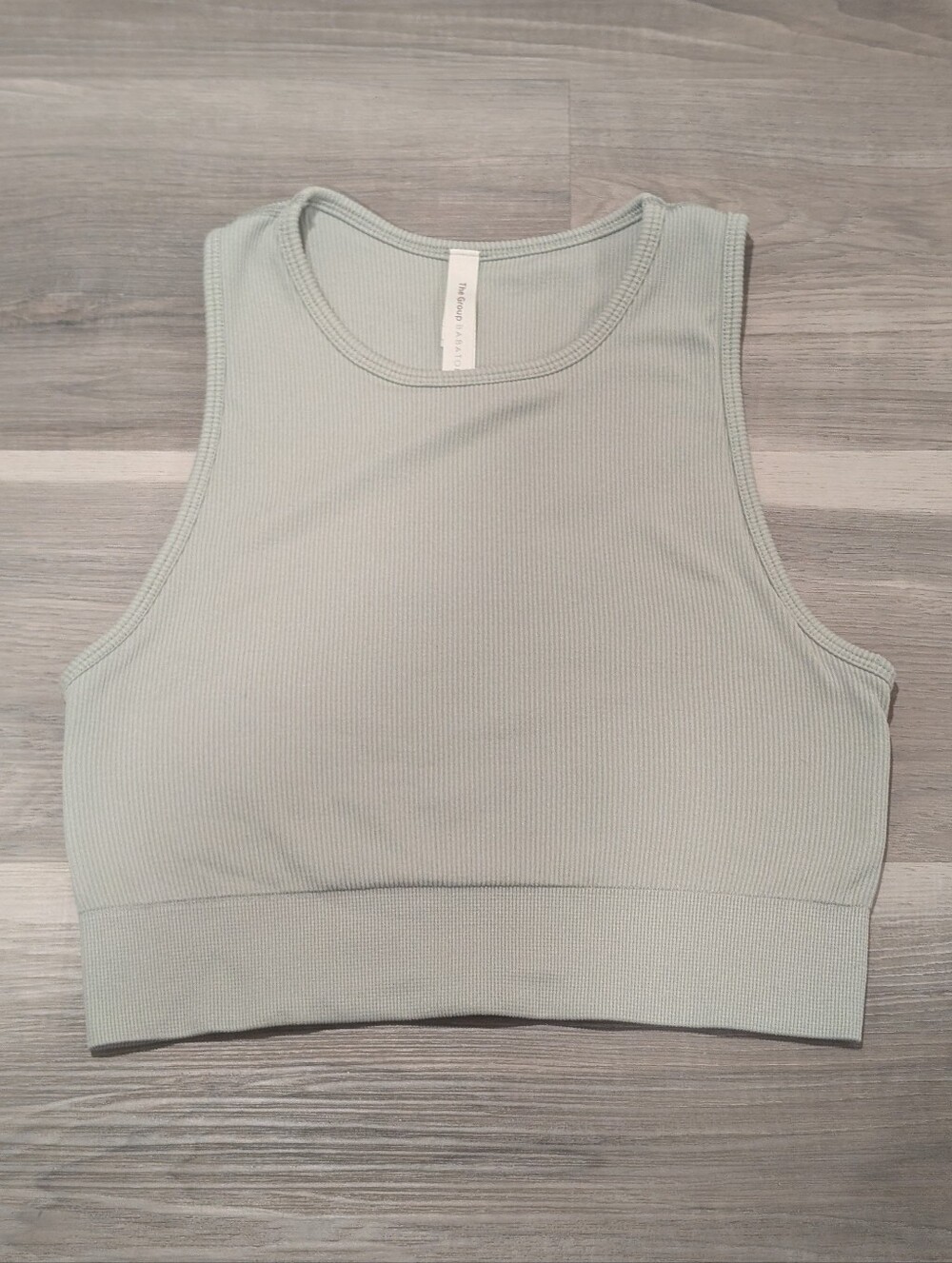 Aritzia The Group by Babaton | Seamless Ribbed High Neck Crop Top In Sage Green